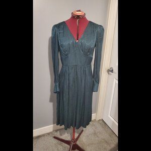 Green leopard print dress